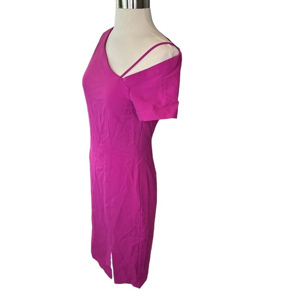 Yigal Azrouel One Shoulder Bi Stretch Dress Womens Short Sleeve Pink 6 NWT - Picture 8 of 13